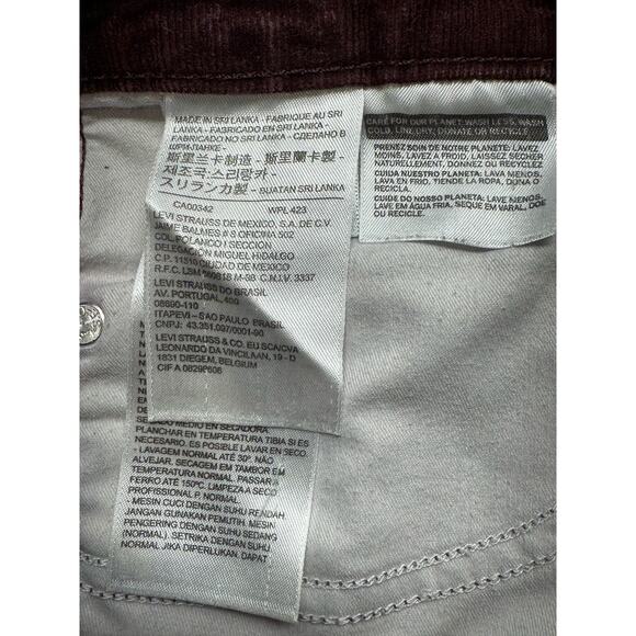 Levi’s 311 Shaping Skinny Jeans Maroon Corduroy Women 27" x 32" - Picture 9 of 12